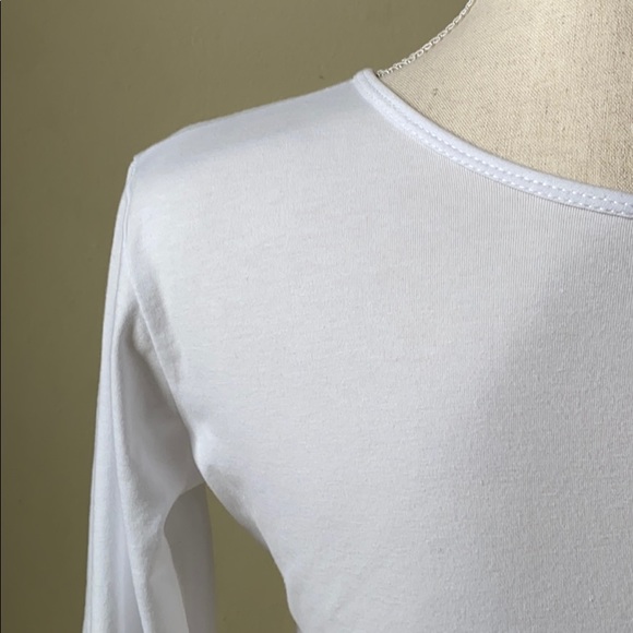 Cropped long sleeved white  cotton top shirt crop - Picture 4 of 8